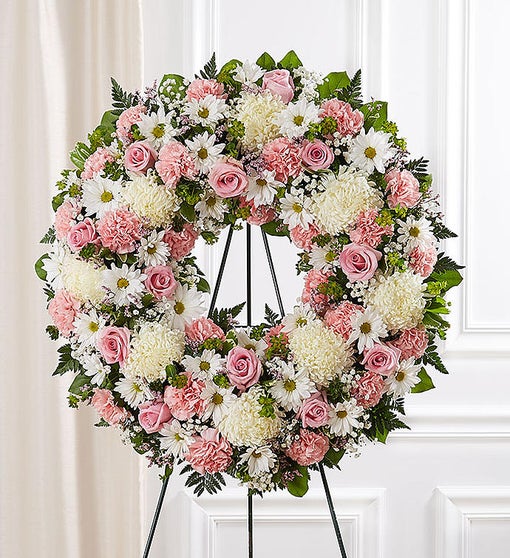 Pink & White - Funeral Wreath